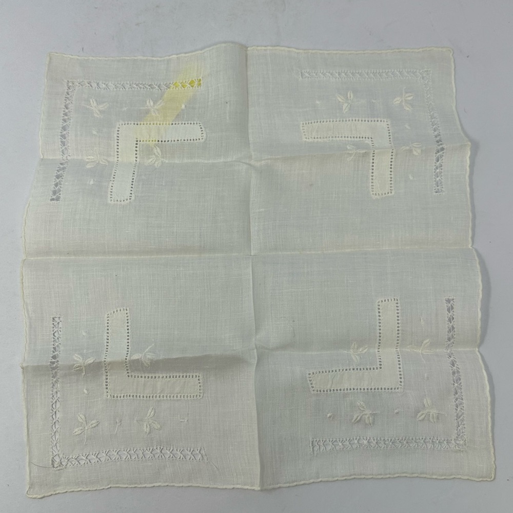 Vintage Antique 1924 Ladies Hankie handkerchief White Z5